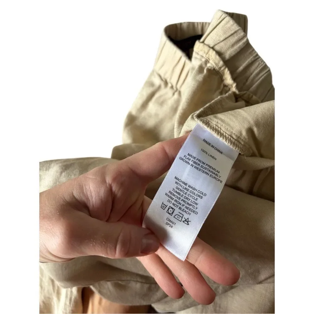 Quince 100% European Linen Pants size M‎ Cream Pull On Lagenlook